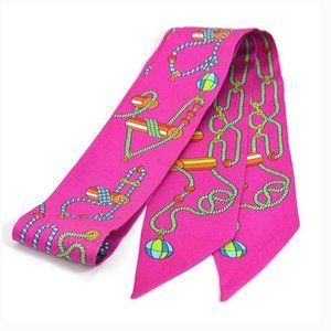 Hermes HERMES Scarf Twilly Silk Pink/Multicolor Women's WITH BOX